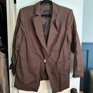 ELOQUII Brown Linen Blazer NWT